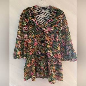 Dame, Inc Women’s M Colorful 3/4 Bell Sleeve 3 Black Button Jacket Blazer